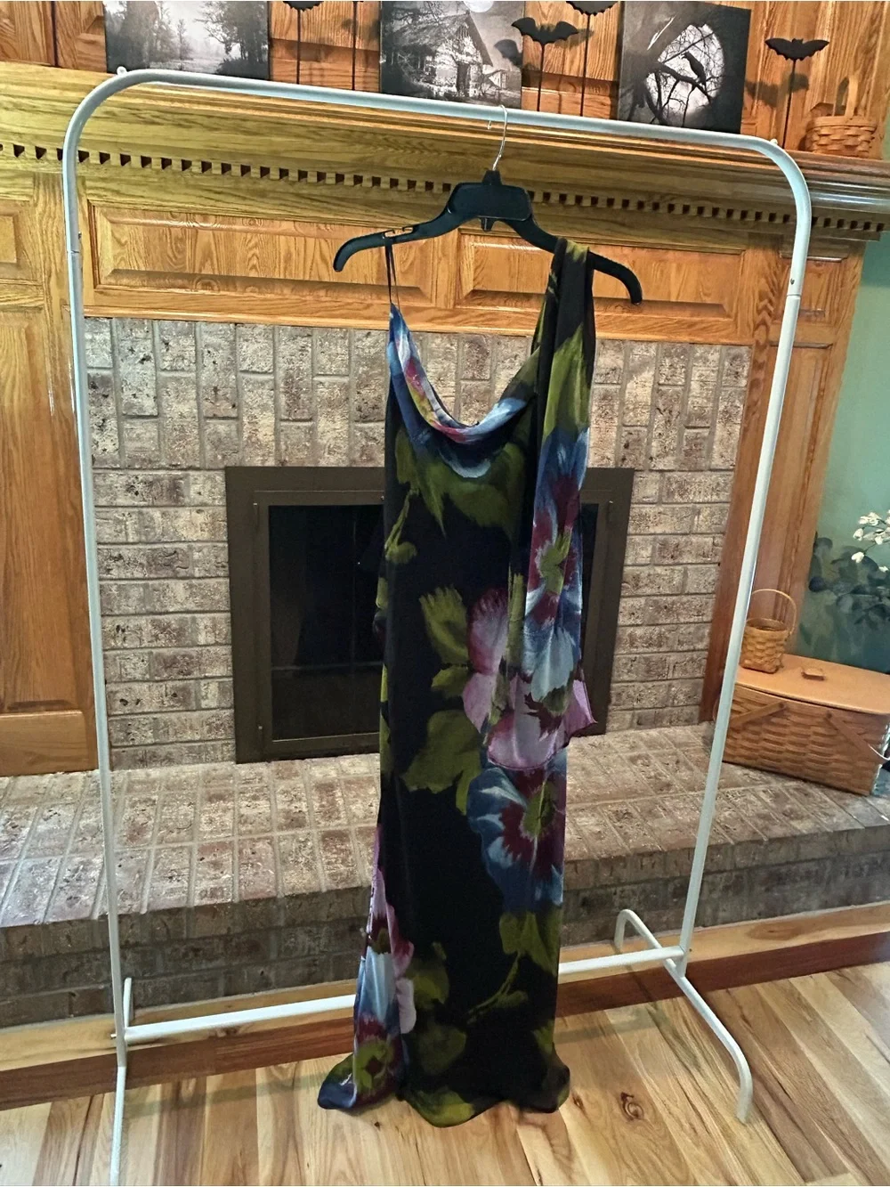 NEW! Abercrombie & Fitch One-Shoulder Draped Chiffon Floral Cowl Neck LP